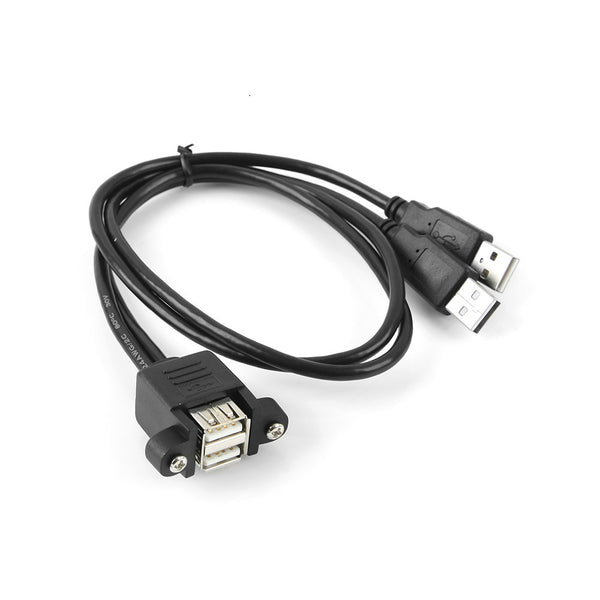 USB-A(M/F) 上下延長2ポート 60cm / ブラケット接続用、パネル型ケーブル